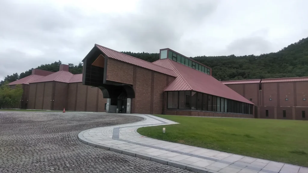 The Exterior of Fukushima City Museum of Art with a Protruding Entrance