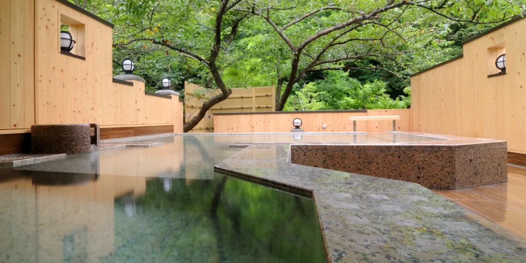 Open-Air Bath at Hanare no Yomogino, Nestled Among Cherry Blossoms
