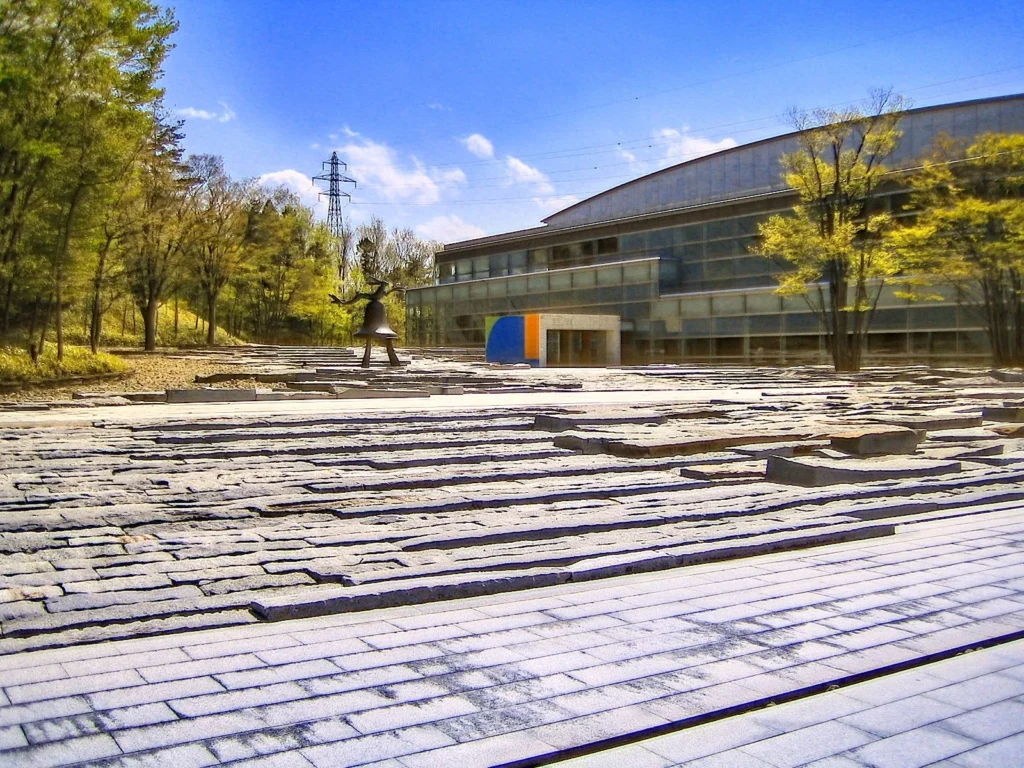 Koriyama City Museum of Art with Its Unique Dome-Shaped Architecture and the Stone Pavement in Front