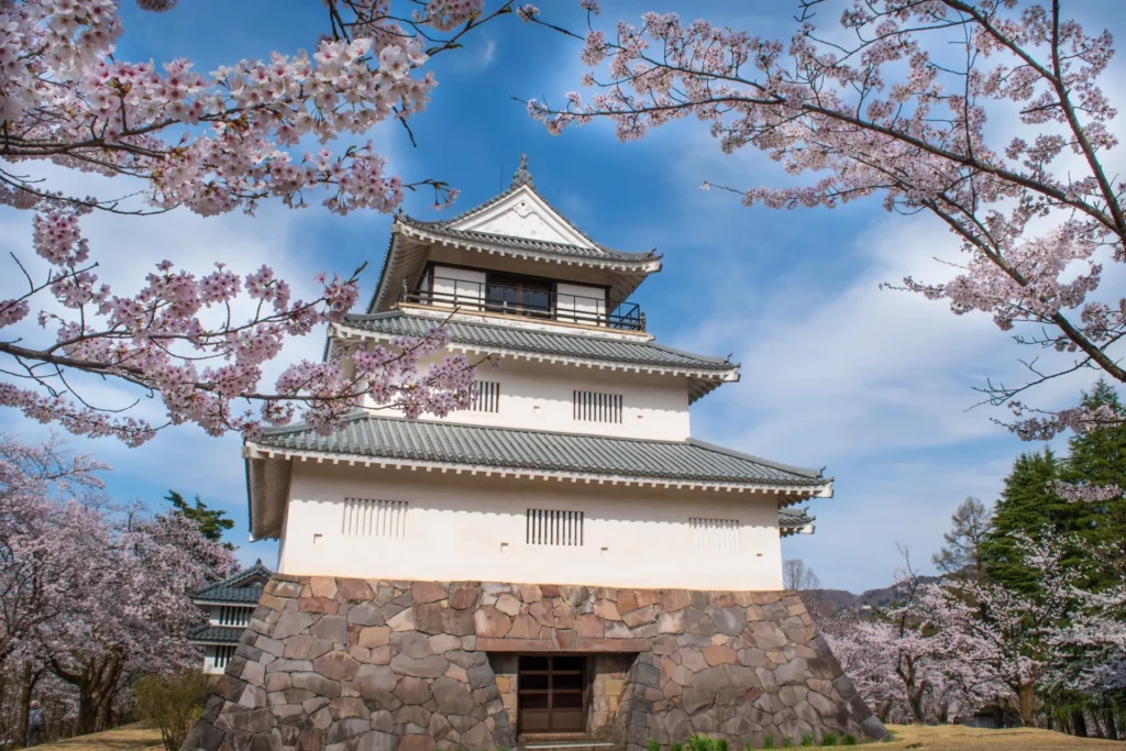 悠久山公園のお城と桜