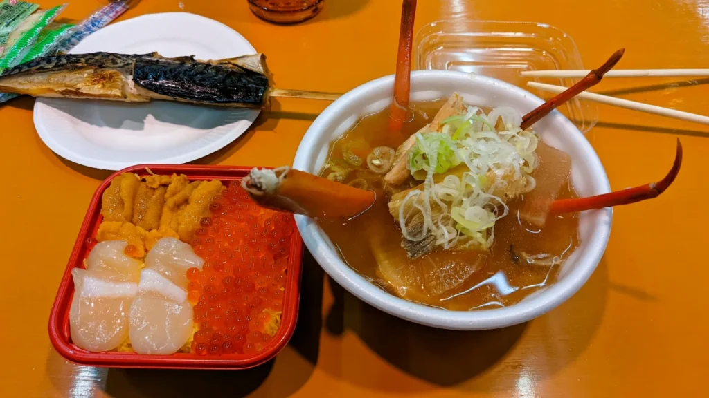 寺泊の市場で食べるグルメ