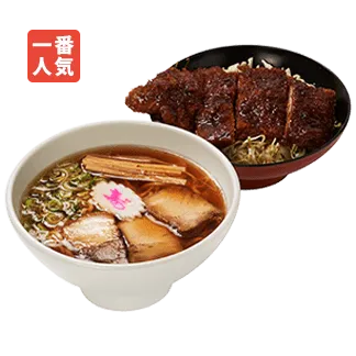 中華そばとソースカツ丼のセット