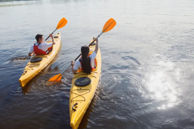Kayaking under the blue sky